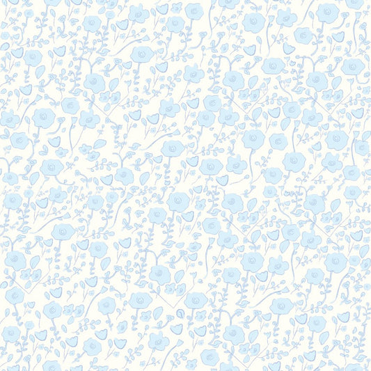 Blooming Toile Blue Wallpaper