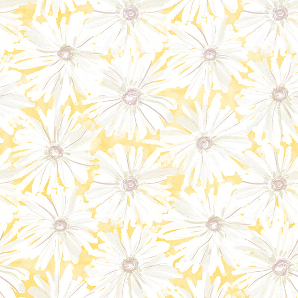 Happiest Yellow Watercolor Floral Wallpaper