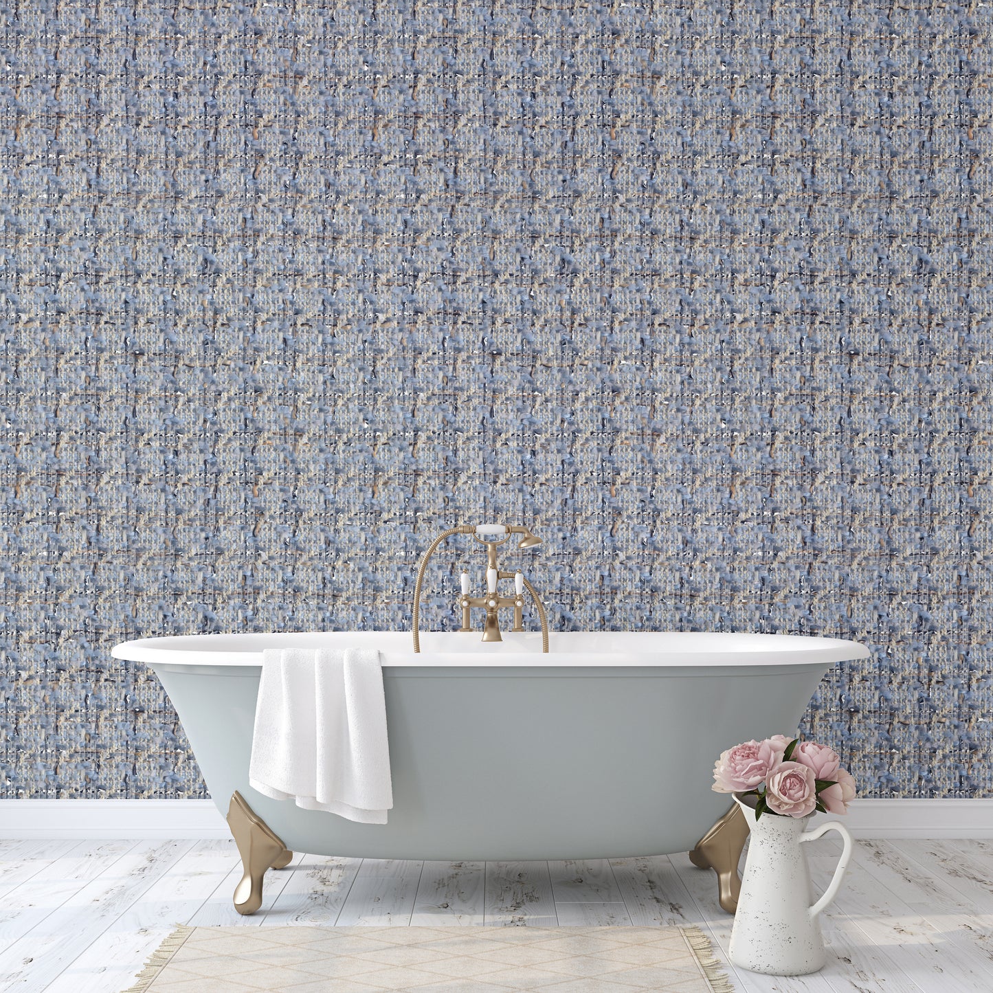 Not Basic Blue Tweed Wallpaper