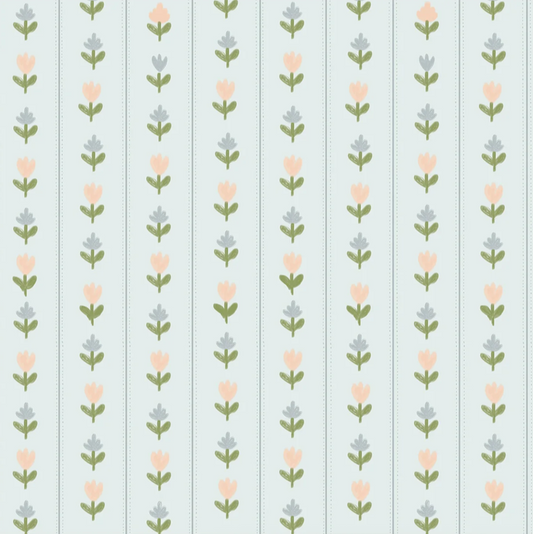 Tulip Lane Blue Wallpaper