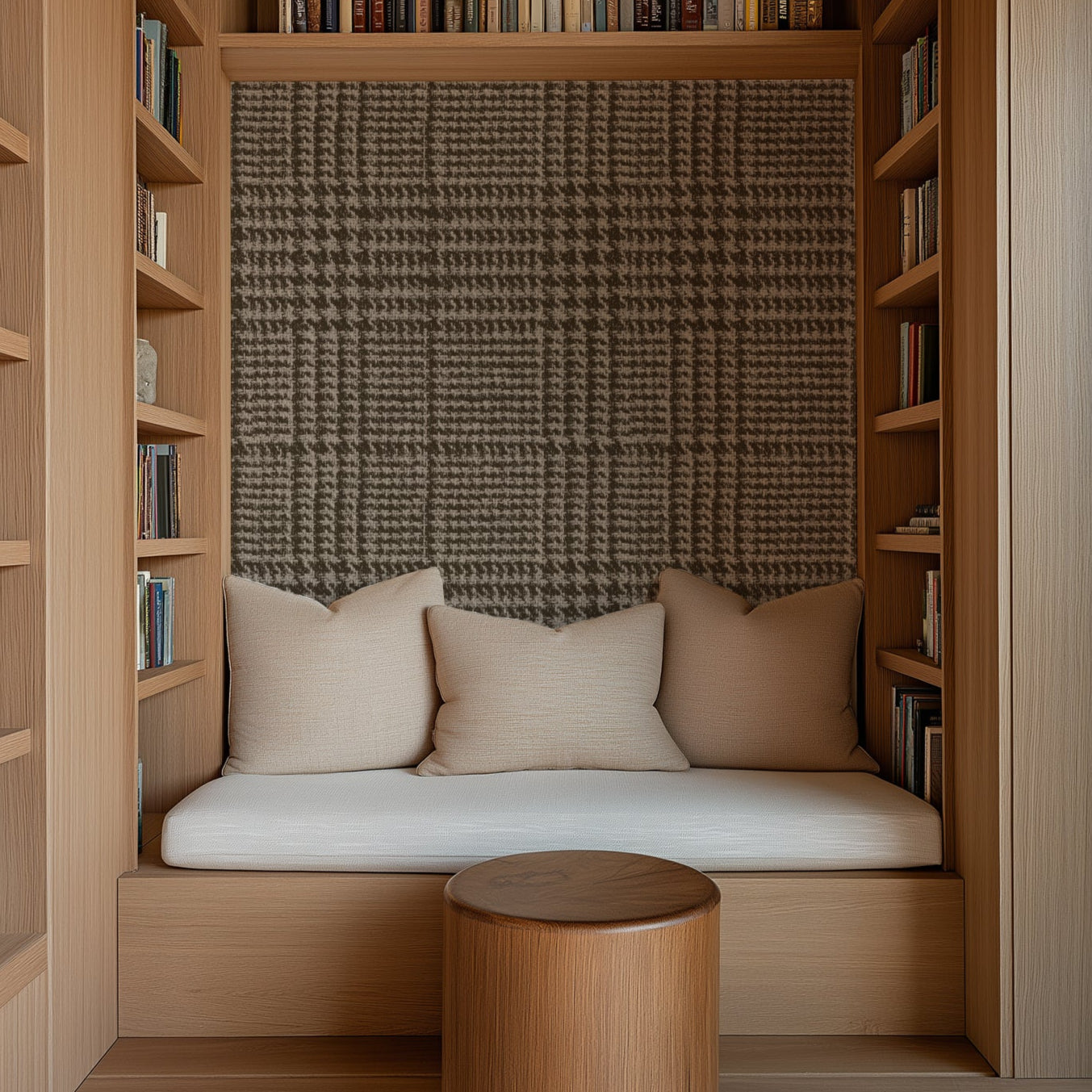 Kingsley Brown Plaid Wallpaper