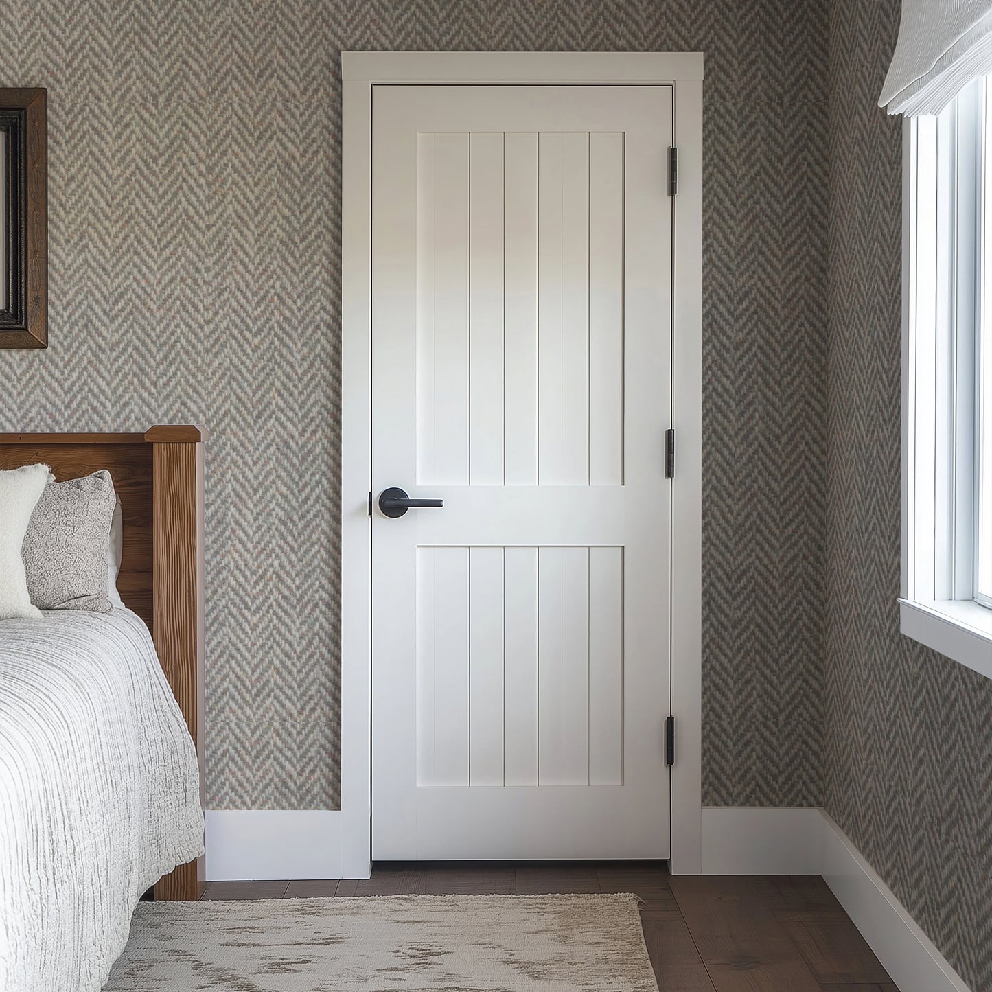 Grey Herringbone Tweed Wallpaper