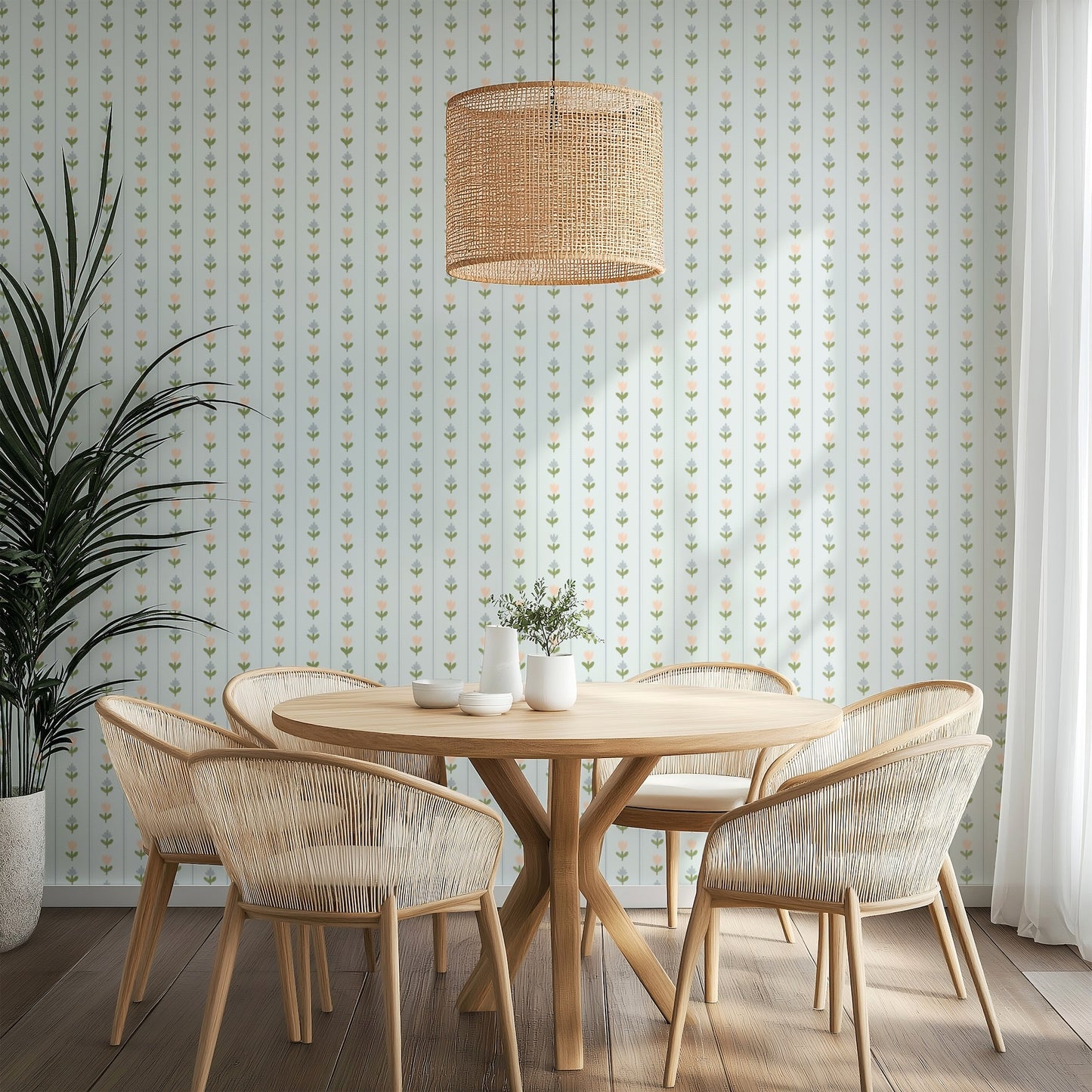 Tulip Lane Blue Wallpaper