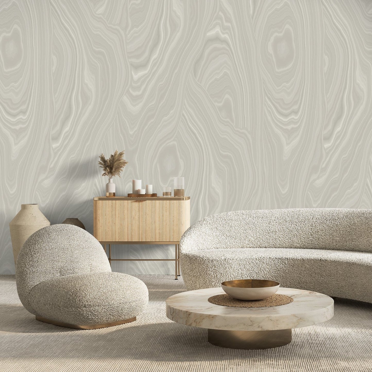 Tonal Malachite Wallpaper in Putty