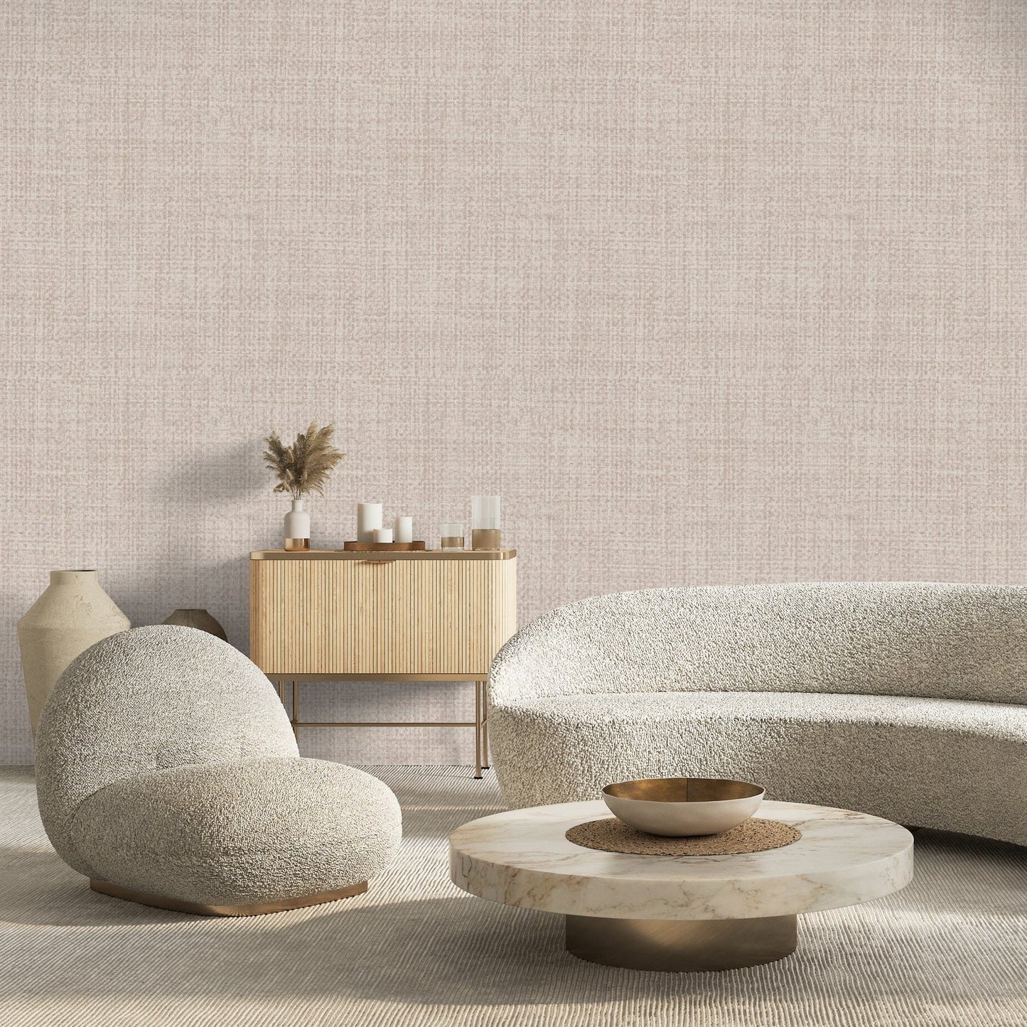 Tonal Boucle Wallpaper in Blush