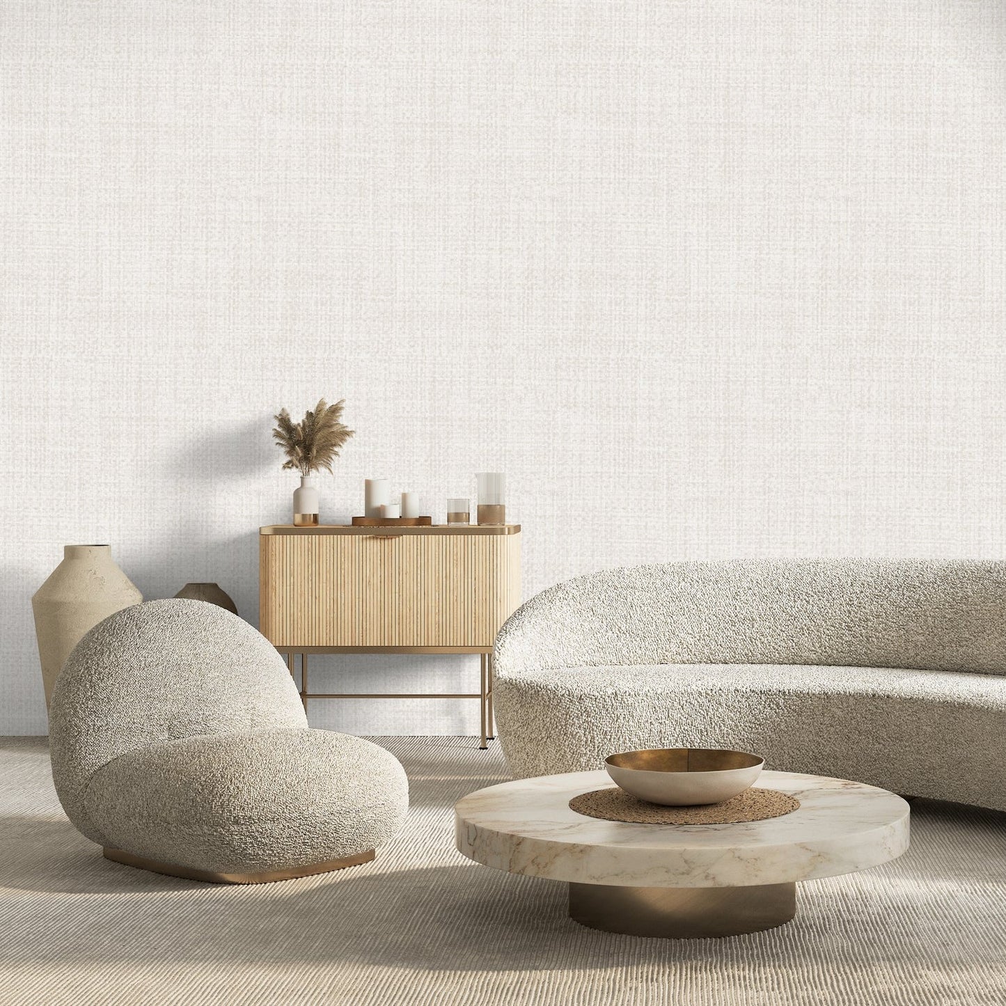 Tonal Boucle Wallpaper in Cream