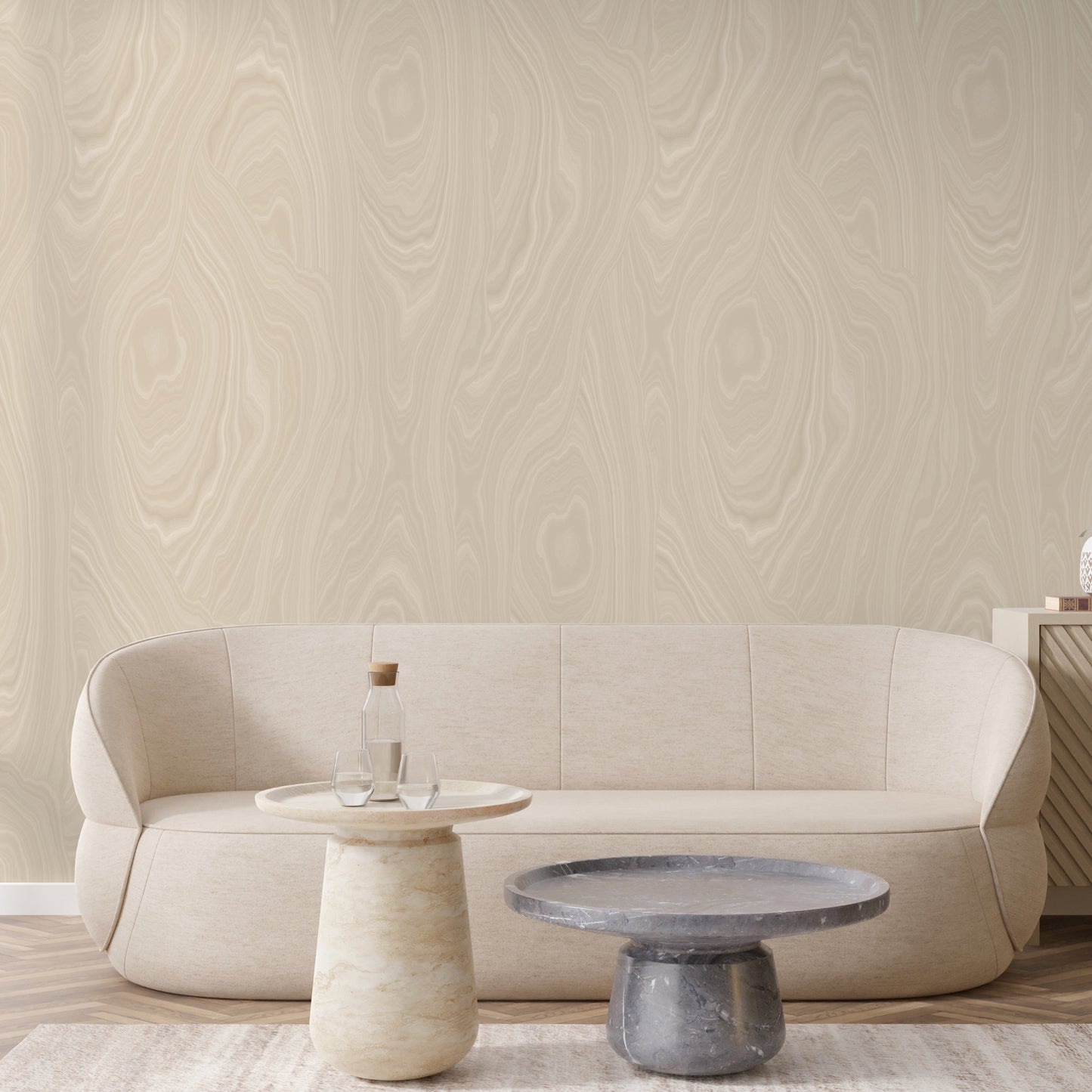 Tonal Malachite Wallpaper in Almond