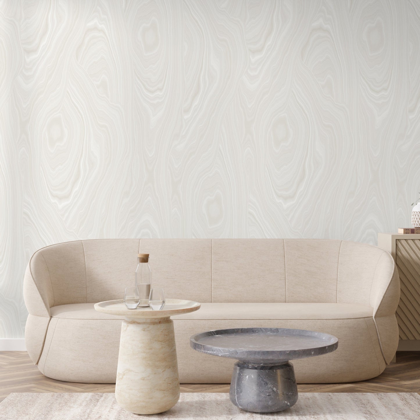 Tonal Malachite Wallpaper in Cream