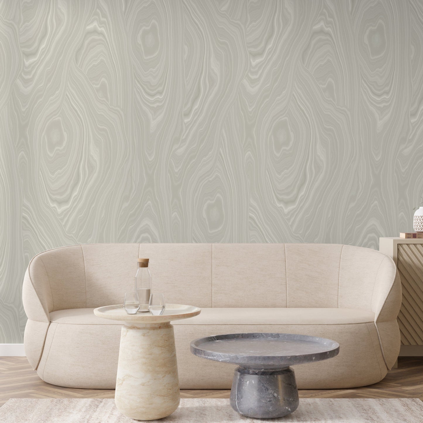 Tonal Malachite Wallpaper in Putty