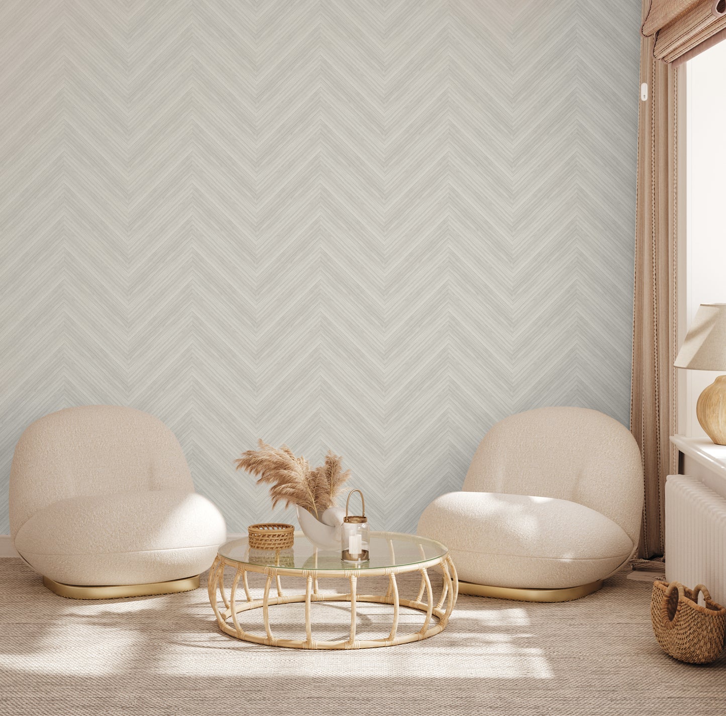 Bamboo Chevron Wallpaper in Putty