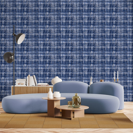 Royal Blue Plaid Wallpaper