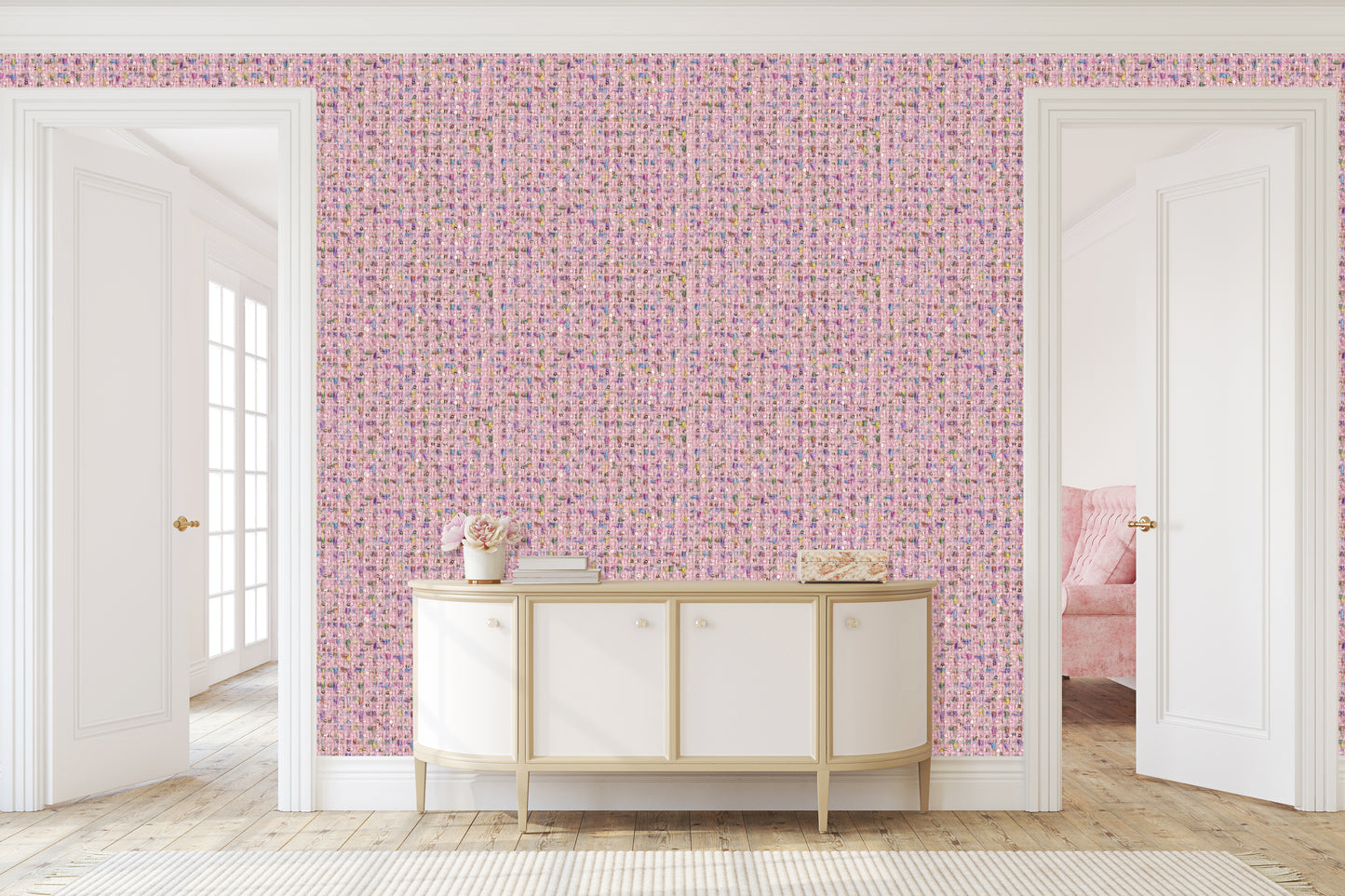 Party Pink Tweed Wallpaper