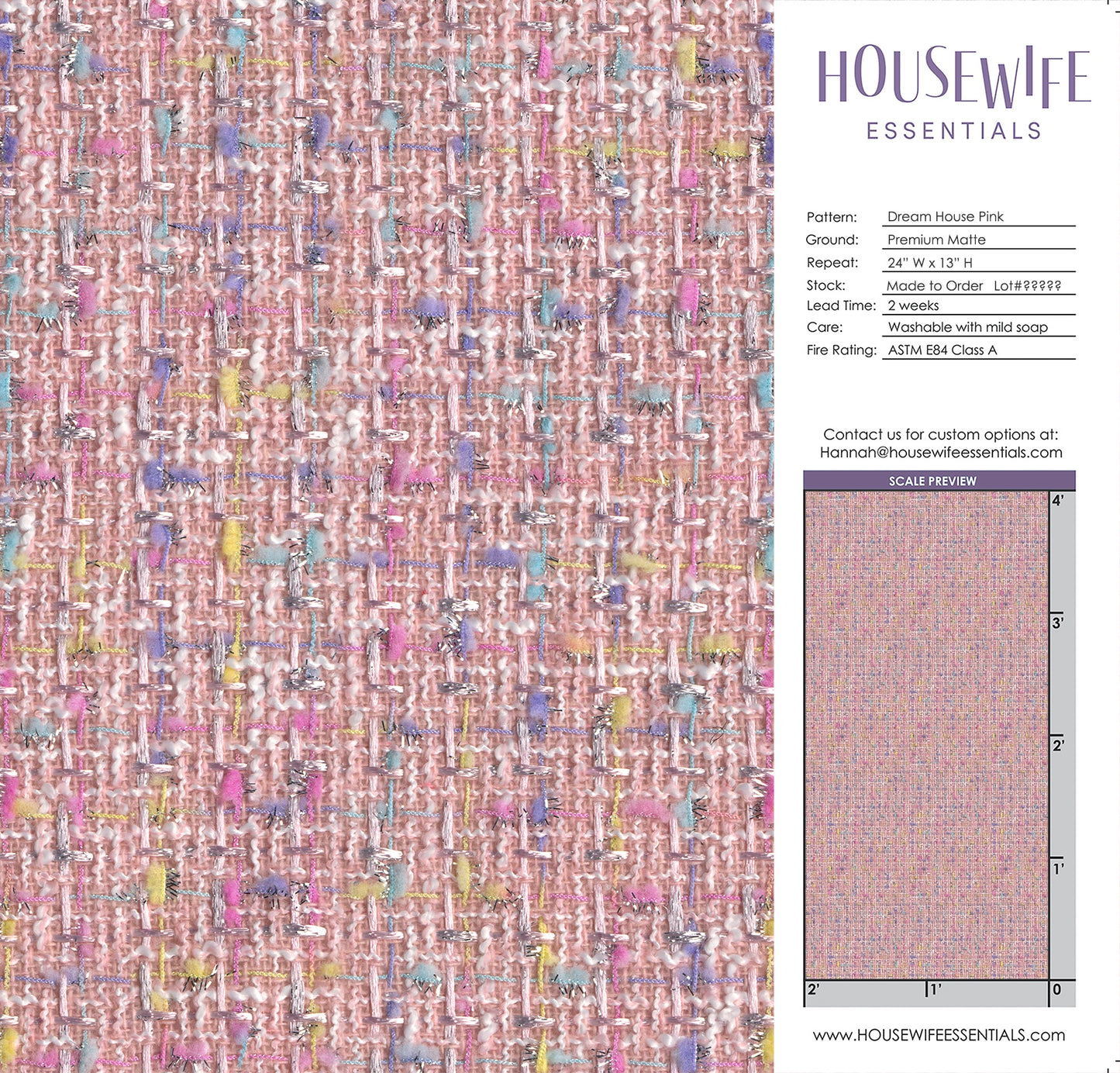 Dream House Pink Tweed Wallpaper