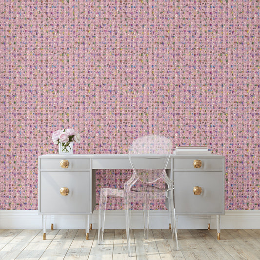 Party Pink Luxury Tweed Wallpaper