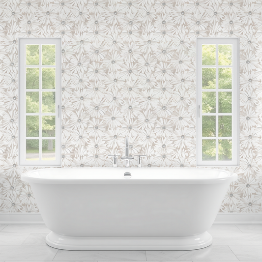 Beigey-Greigey Watercolor Floral Wallpaper