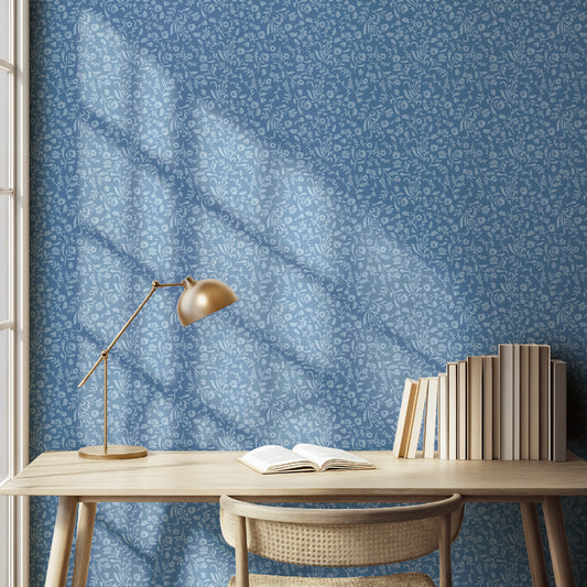 Micro Floral in Tonal Blue