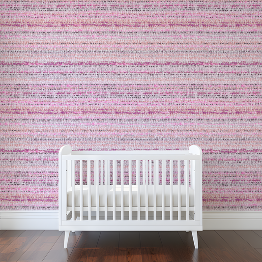 Berry Whip Stripe Tweed Wallpaper