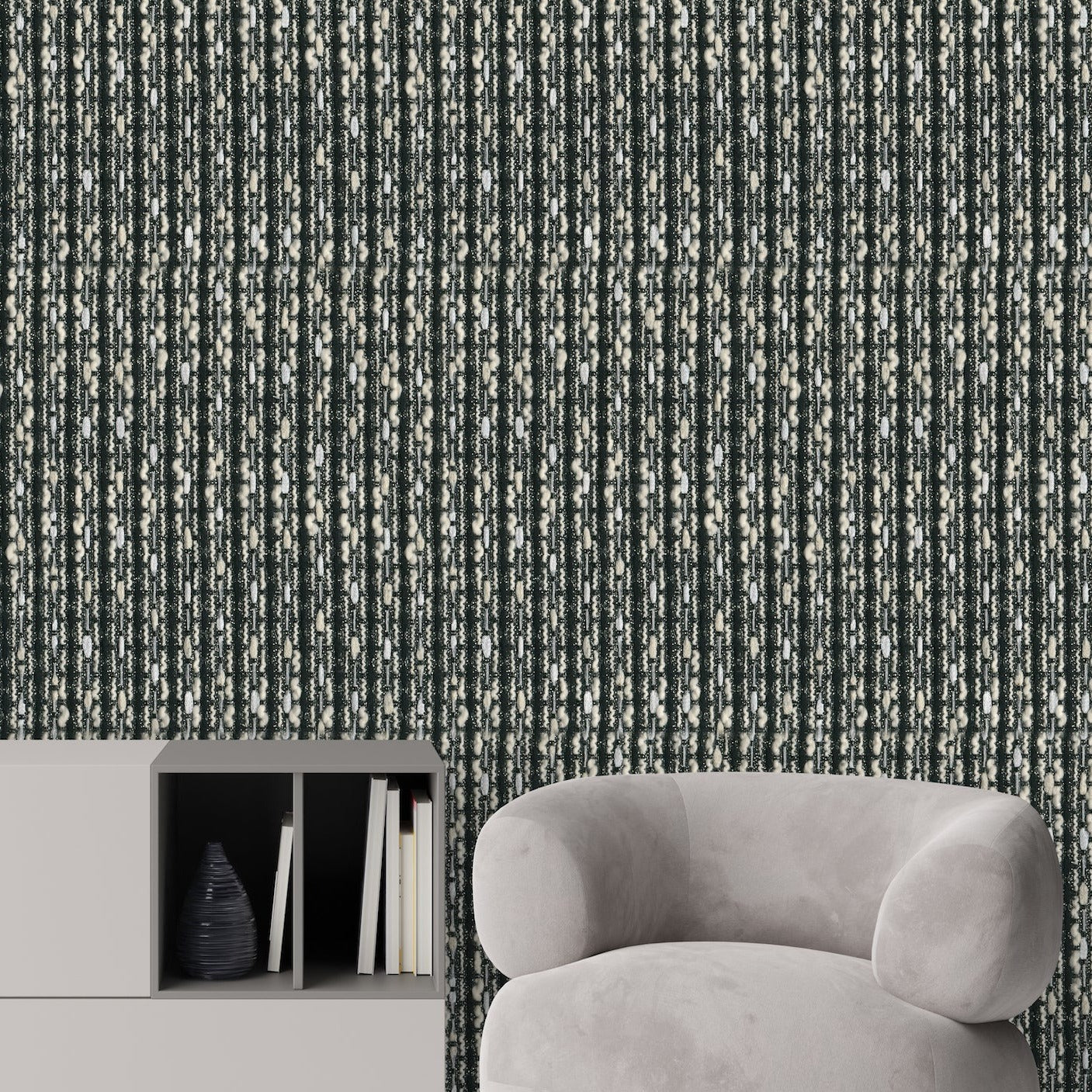 Black Sparkle Boucle Wallpaper