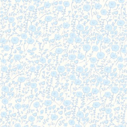 Blooming Toile Blue Wallpaper