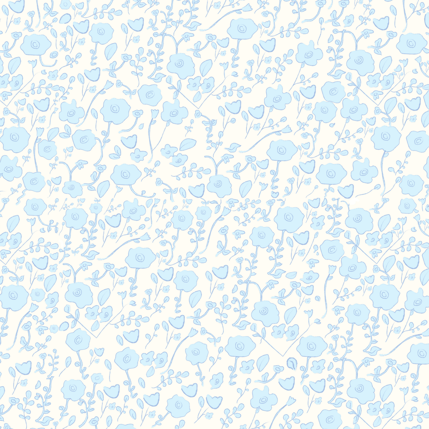 Blooming Toile Blue Wallpaper