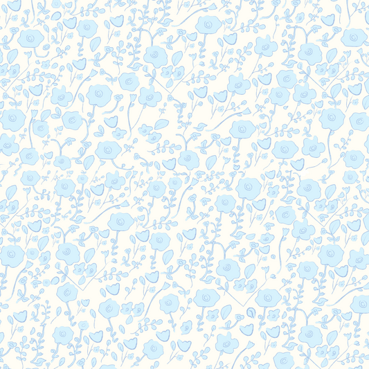 Blooming Toile Blue Wallpaper