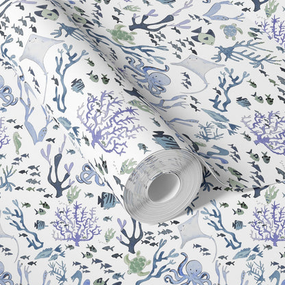Coral Reef Wallpaper in White
