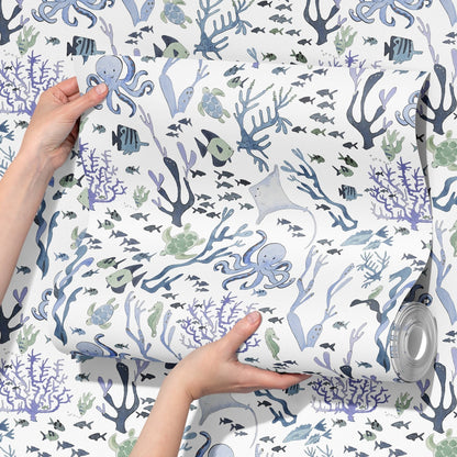 Coral Reef Wallpaper in White