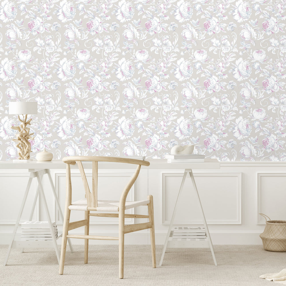Cottage Chintz in Clay with a Pop of Pink