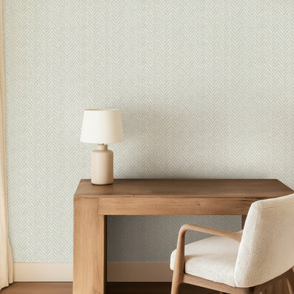 Cream Herringbone Tweed Wallpaper