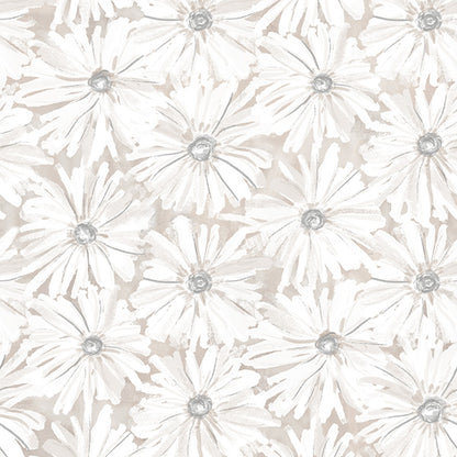 Beigey-Greigey Watercolor Floral Wallpaper