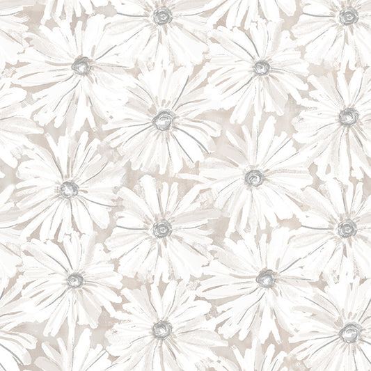 Beigey-Greigey Watercolor Floral Wallpaper