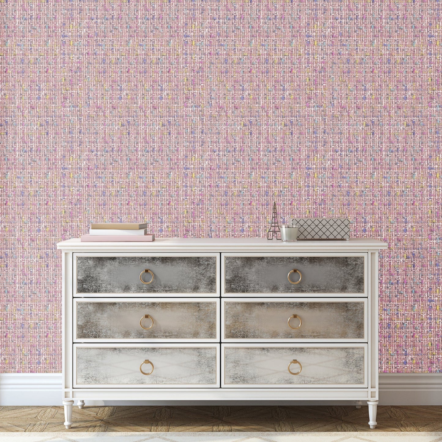 Dream House Pink Tweed Wallpaper