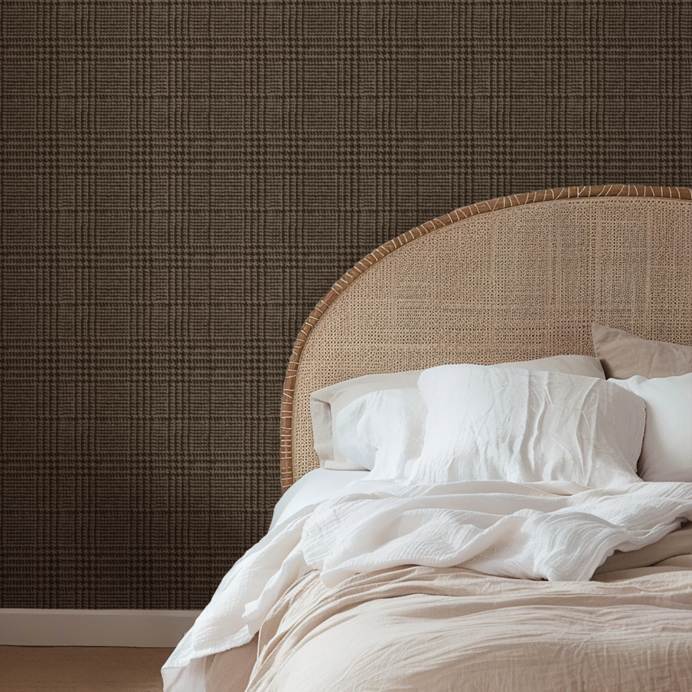 Kingsley Brown Plaid Wallpaper