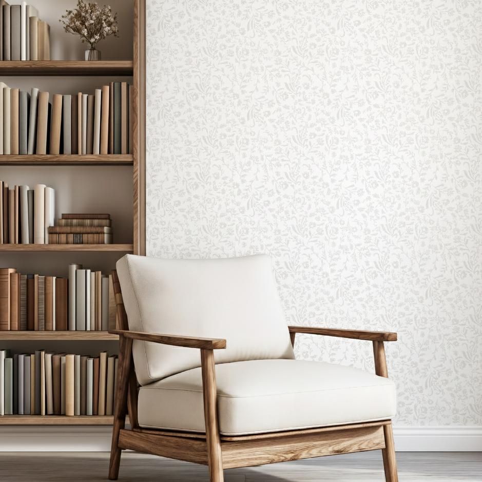 Micro Floral in Cream and White