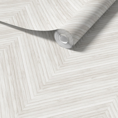 Oversized Bamboo Chevron Wallpaper in Cream