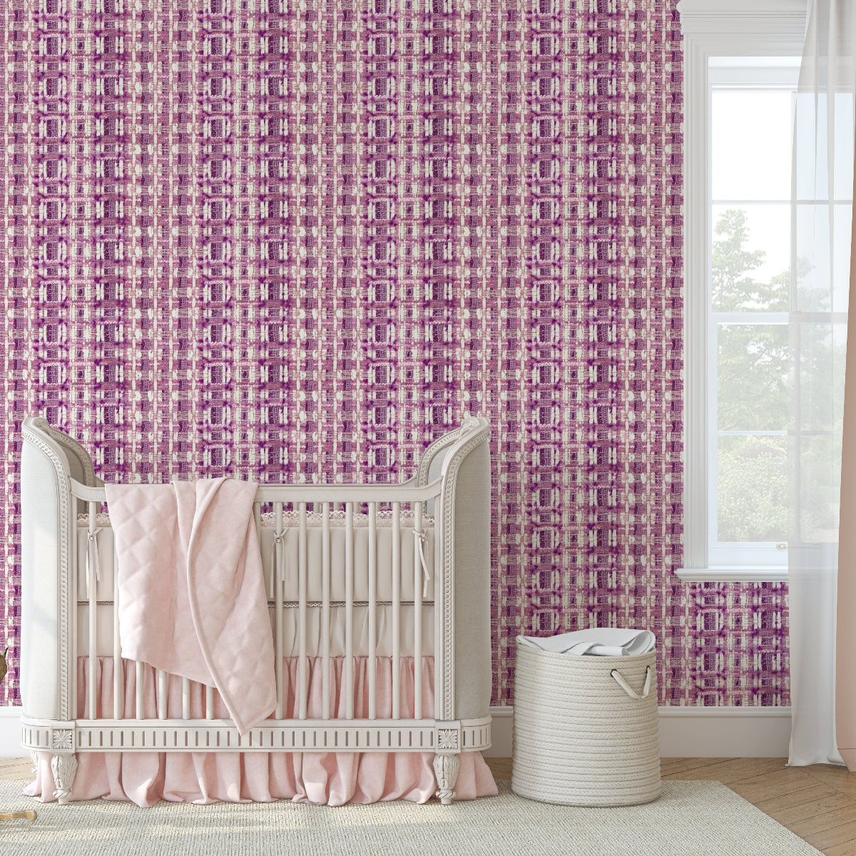 Plum Rose Weave Wallpaper