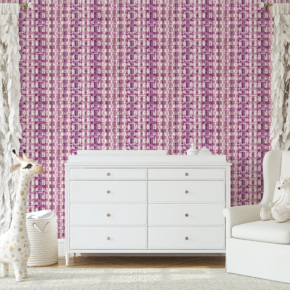 Plum Rose Weave Wallpaper