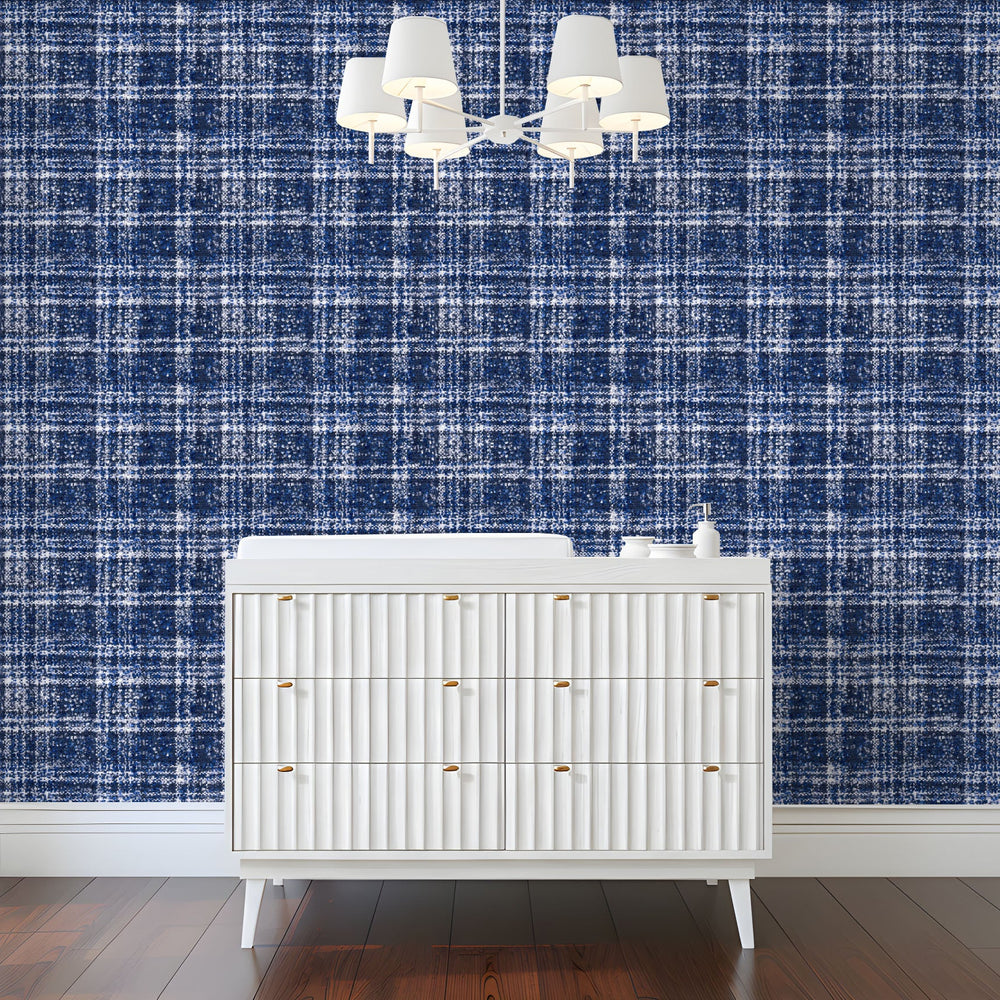 Royal Blue Plaid Wallpaper