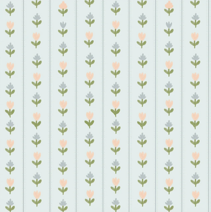 Tulip Lane Blue Wallpaper