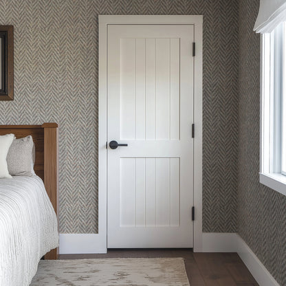 Grey Herringbone Tweed Wallpaper