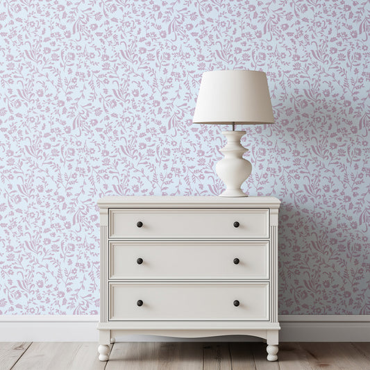 Micro Floral in Mauve and Blue