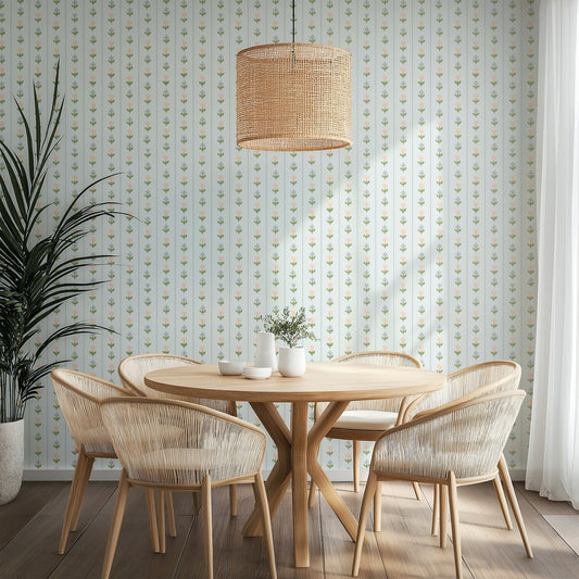 Tulip Lane Blue Wallpaper