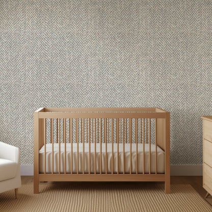 Grey Herringbone Tweed Wallpaper
