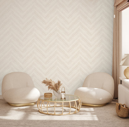 Bamboo Chevron Wallpaper in Almond