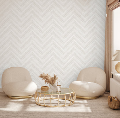 Bamboo Chevron Wallpaper in Cream