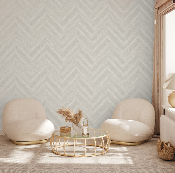 Bamboo Chevron Wallpaper in Putty