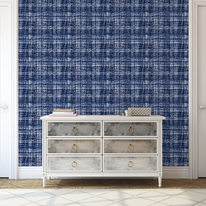 Royal Blue Plaid Wallpaper