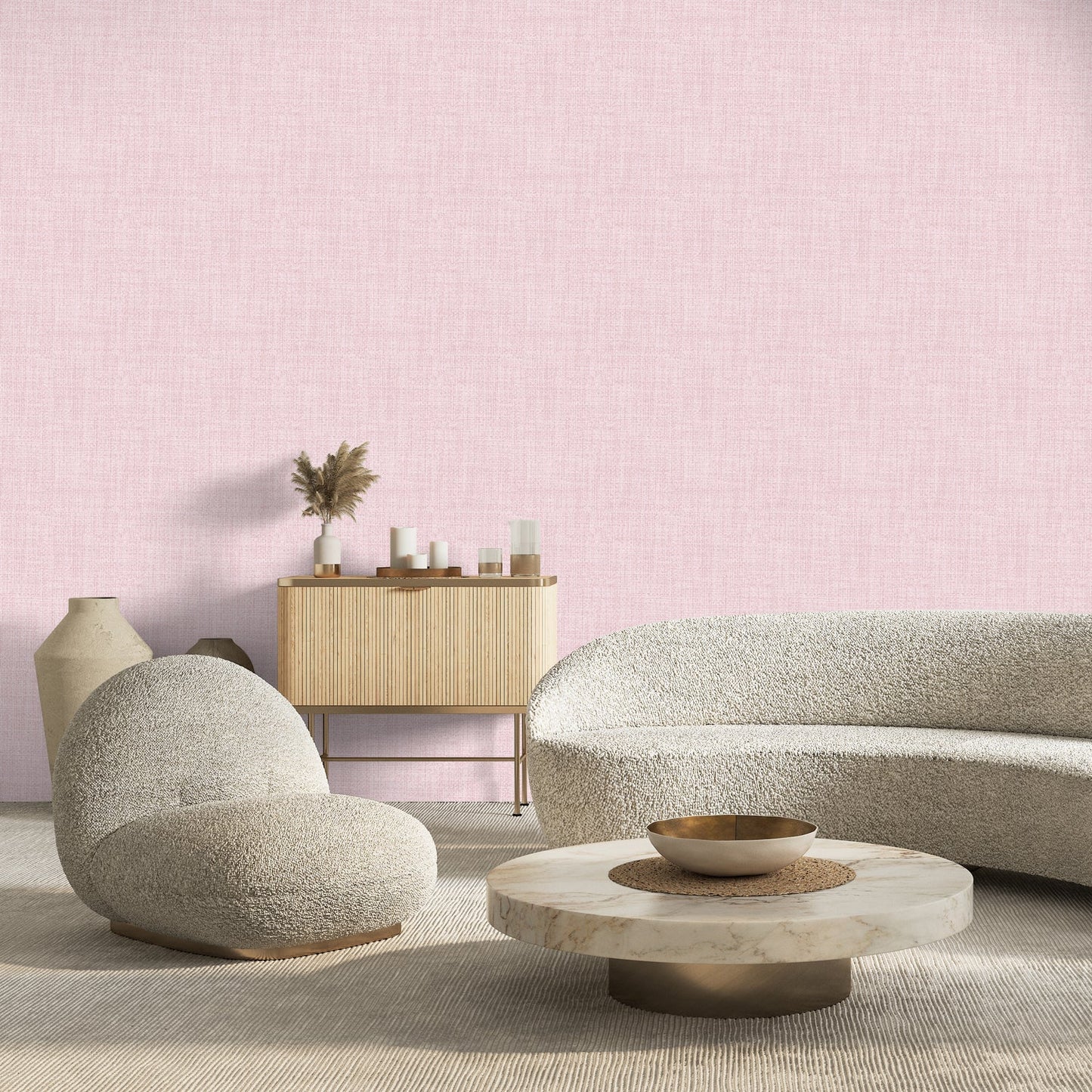 Tonal Boucle Wallpaper in Pink