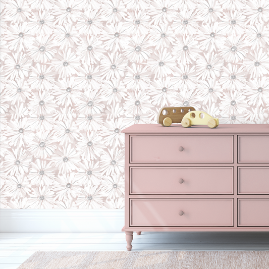 Dusty Pink Watercolor Floral Wallpaper