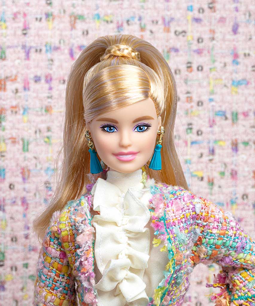 Teal Tweed Framed Barbie